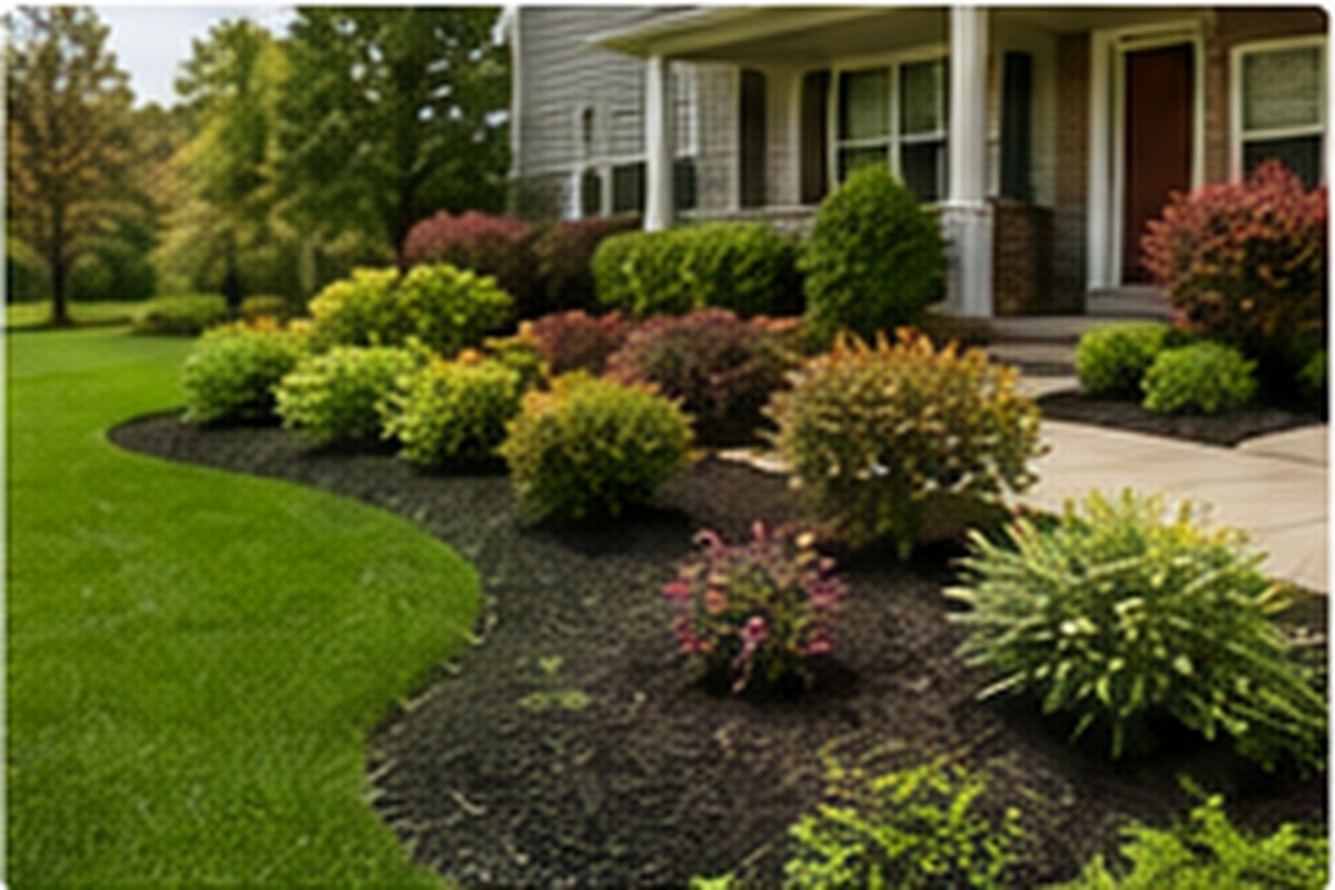 Fresh mulch and maintained landscape beds